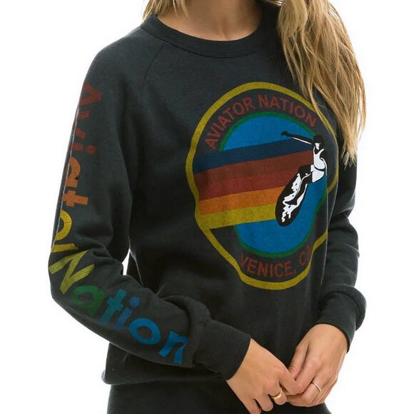 Aviator Nation Like New Surfer Venice Rainbow Sweatshirt - Picture 1 of 10